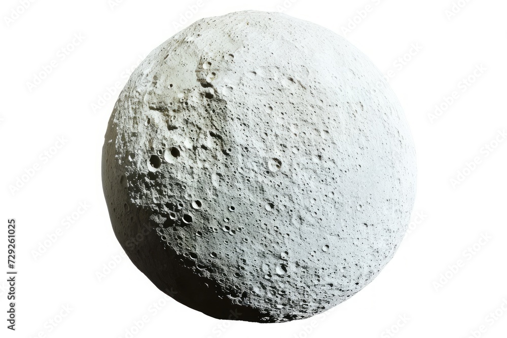 Photo concept of Iapetus, another moon of Saturn, exhibiting its two-tone coloration and heavily cratered surface against a white background Generative AI Photo concept of Iapetus, another moon of Saturn, exhibiting its two-tone coloration and heavily cratered surface against a white background Generative AI