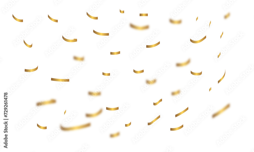 Luxury gold sparkle confetti glitter and zigzag ribbon falling down on transparent background. Luxury gold sparkle confetti glitter and zigzag ribbon falling down on transparent background.
