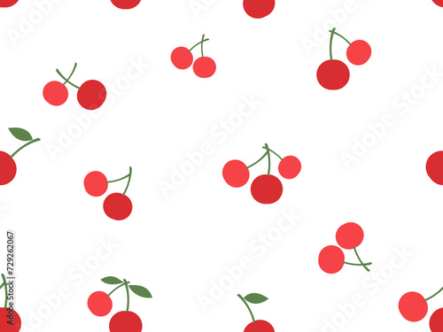 Seamless pattern with cherry fruit on white background vector illustration.