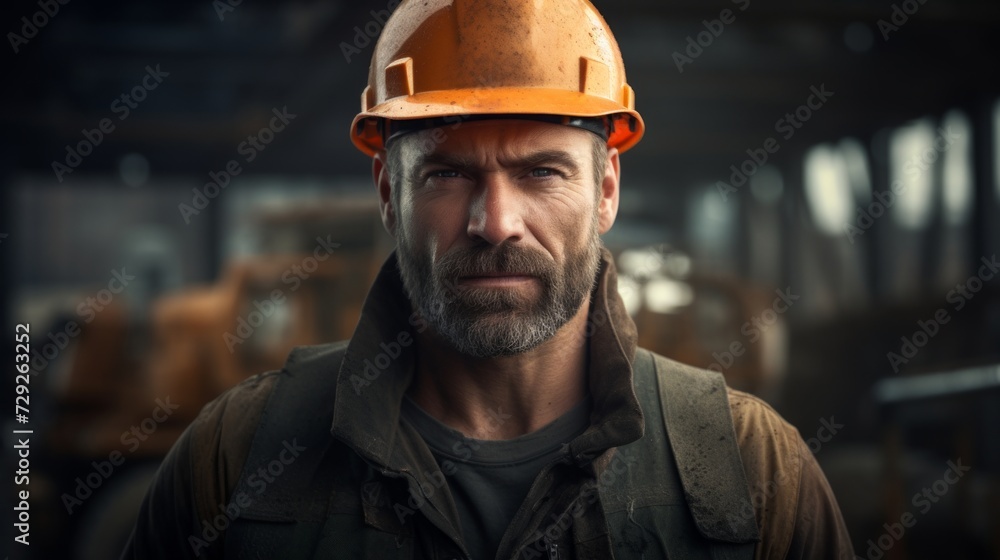 Portrait of a builder with a hammer and level, confident and skilled, on a construction site background Generative AI Portrait of a builder with a hammer and level, confident and skilled, on a construction site background Generative AI