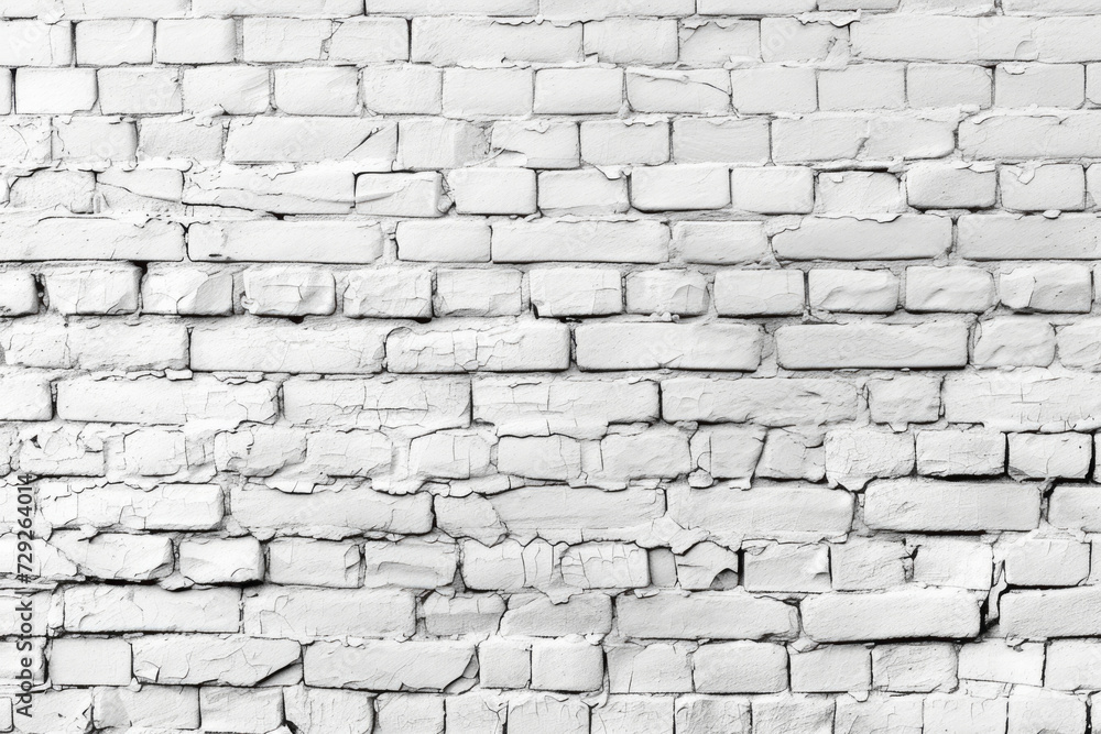 Obraz premium White brick wall texture panoramic . Home and office design backdrop. Painted bricks wall