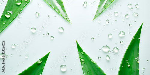 Aloe vera with water splashes. Isolated. Fresh aloe vera leaf with water drops close-up.