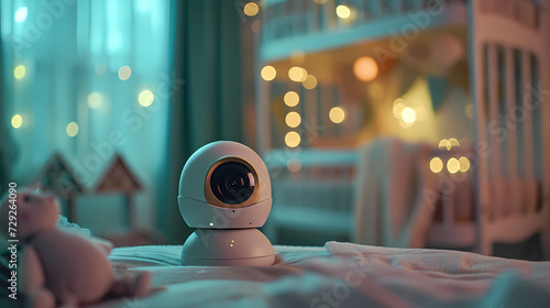 a close-up image of a baby cam, capturing the details of the surveillance device