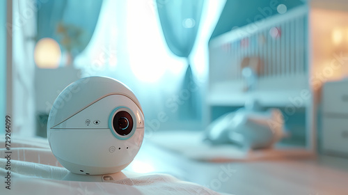 a close-up image of a baby cam, capturing the details of the surveillance device