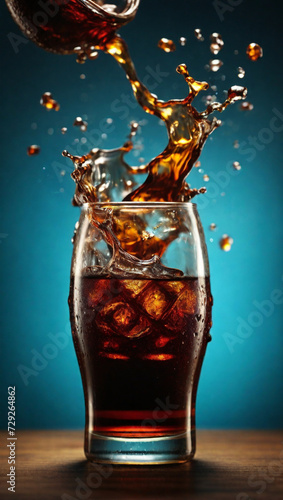 glass of cola HD 8K wallpaper Stock Photographic Image