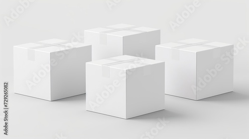 Mockup of four white boxes