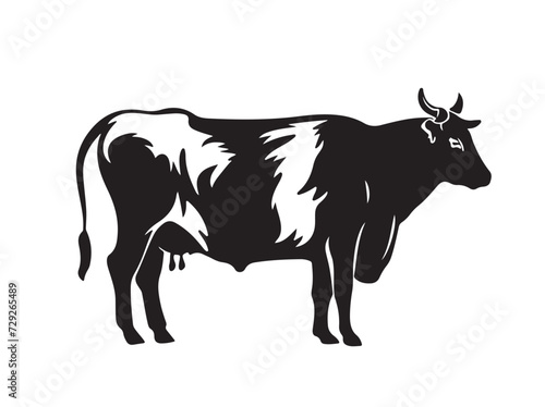 Silhouette cow isolated on white