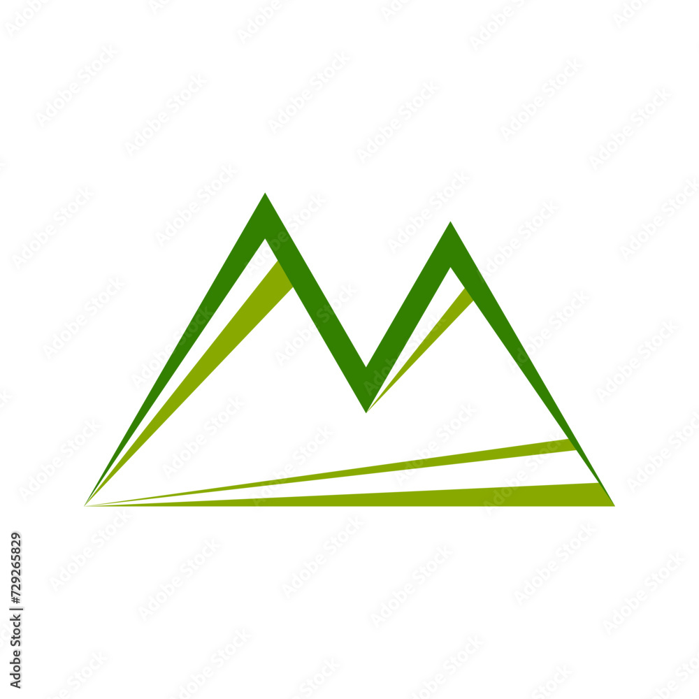 Green line triangle mountain abstract icon logo flat vector design Green line triangle mountain abstract icon logo flat vector design