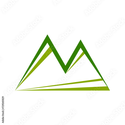 Green line triangle mountain abstract icon logo flat vector design