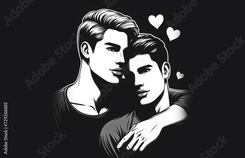 Gay couple isolated in black © Cassano