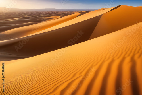 The Majestic and Serene Sahara Desert Sand Dunes Stretching into the Horizon