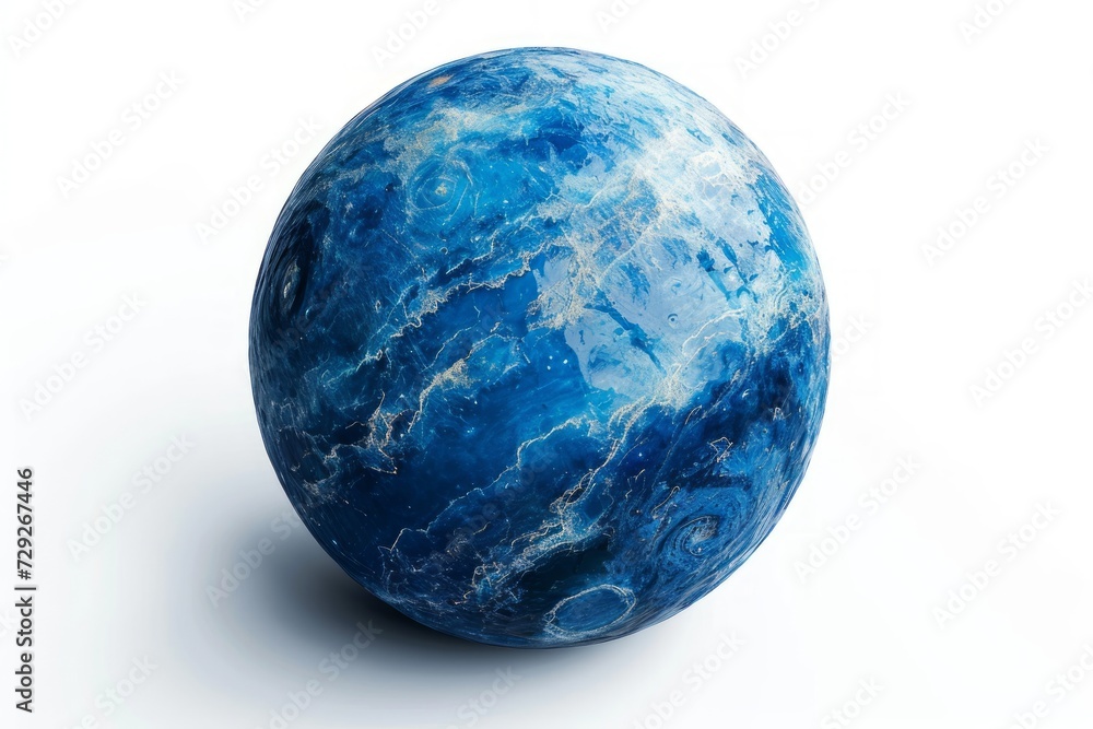 Realistic portrayal of Neptune, the ice giant, showcasing its deep blue hues and stormy atmosphere against a clean white background Generative AI Realistic portrayal of Neptune, the ice giant, showcasing its deep blue hues and stormy atmosphere against a clean white background Generative AI