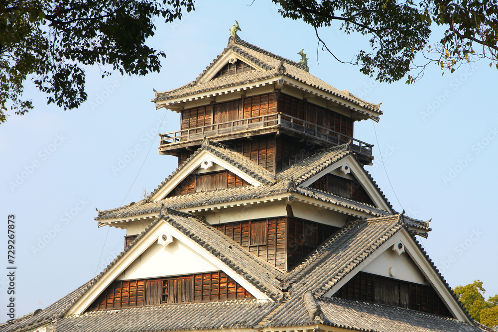 Beautiful Kumamoto Castle in Kyushu, Japan