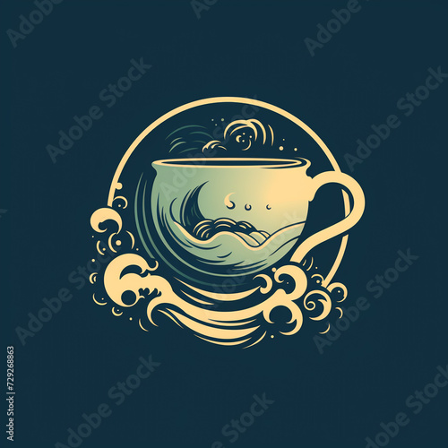 Wallpaper Mural coffee shop logo design, illustration of a cup of coffee on a dark background Torontodigital.ca