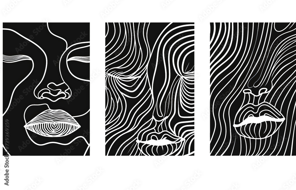 Minimalist trendy abstract print set
