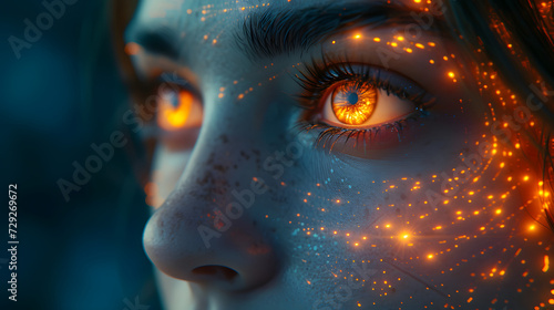 Woman in Technology and AI Revolutionizing Digital Innovation Worldwide. Female Engineer Navigating the artificial intelligence Landscape of Explore the Future, Tomorrow, and Futuristic Concepts.