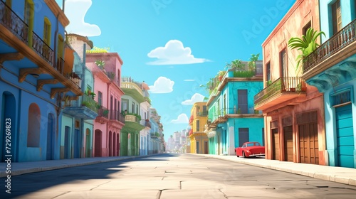 3D cartoon, empty background,La Havana Cuba