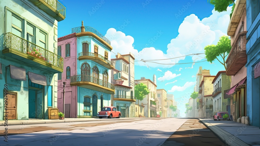 3D cartoon, empty background, La Havana Cuba