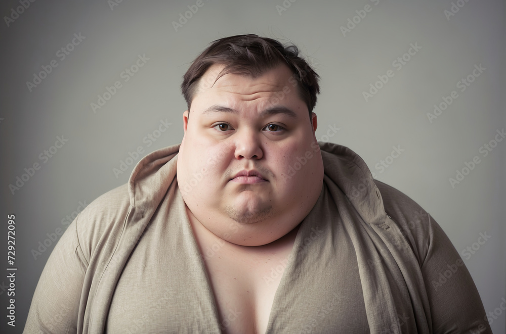 Portrait of overweight man looking at camera over solid background Portrait of overweight man looking at camera over solid background
