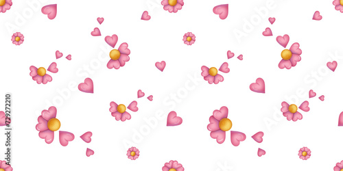 Seamless pattern. Valentine flower on the white background