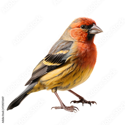 House finch bird full body portrait, side view, transparent, isolated on white