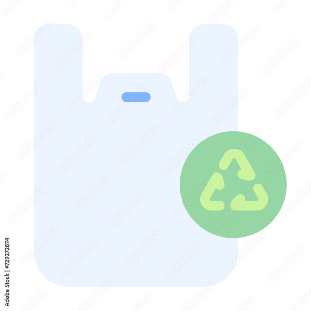 Recycleable pastic bag icon with flat color style Recycleable pastic bag icon with flat color style