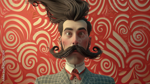 Portrait of a man with a long mustache 