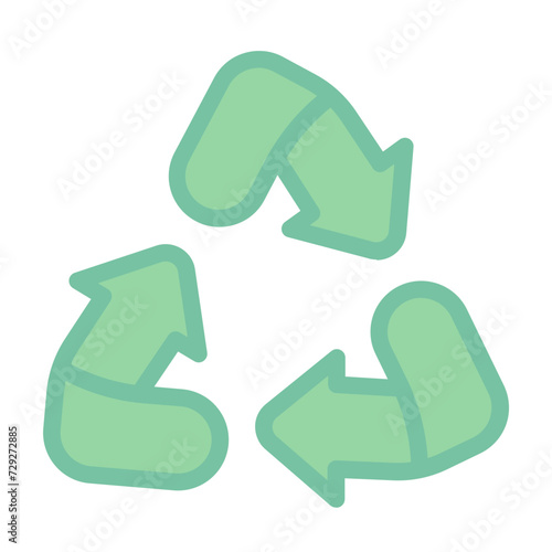 Recycle icon with flat color style