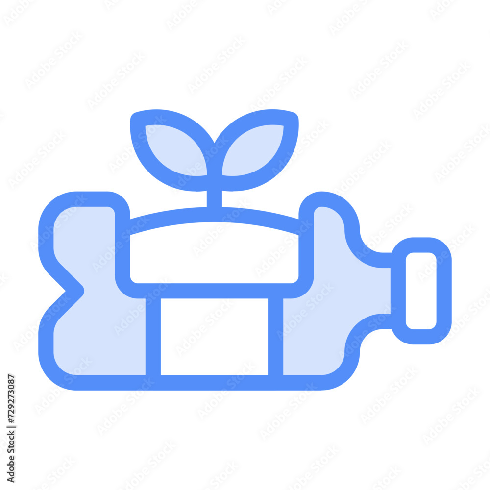 Plant inside plastic bottle icon with lineal color style