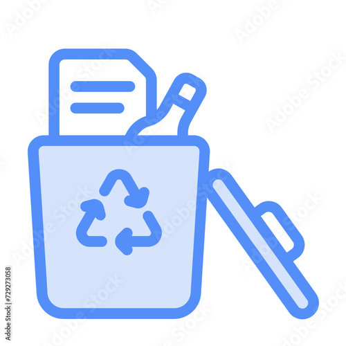 Recycle trash bin icon with lineal color style