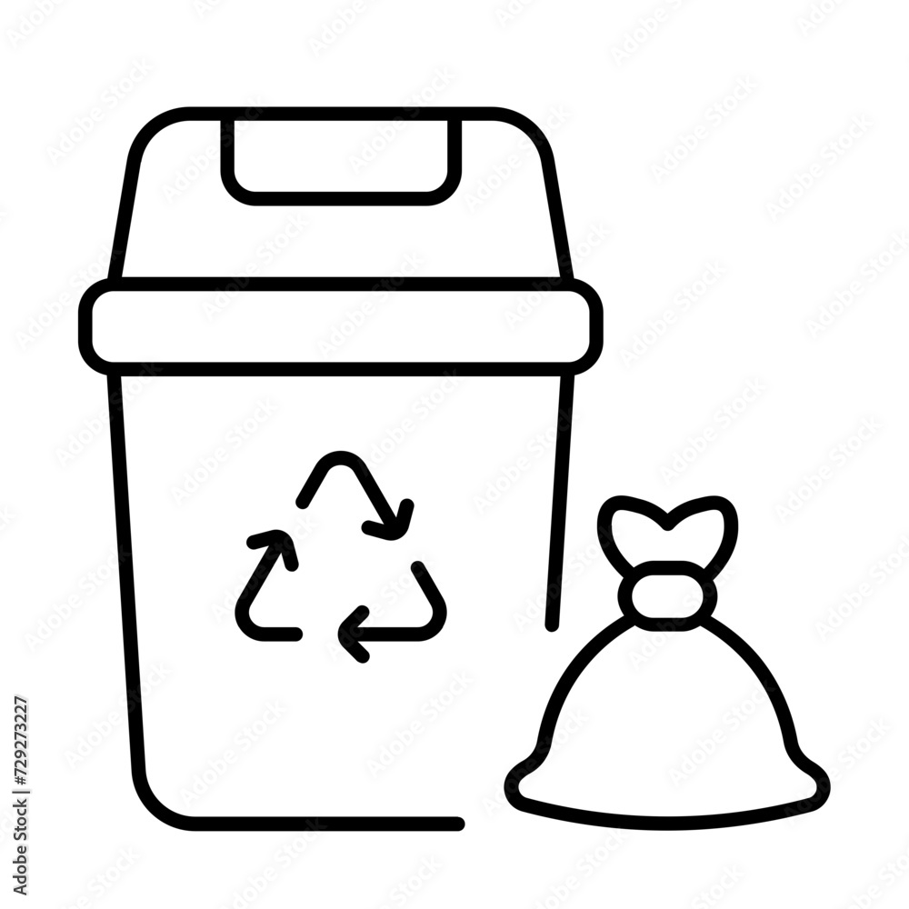 Recycle trash bin icon with thin line style Recycle trash bin icon with thin line style