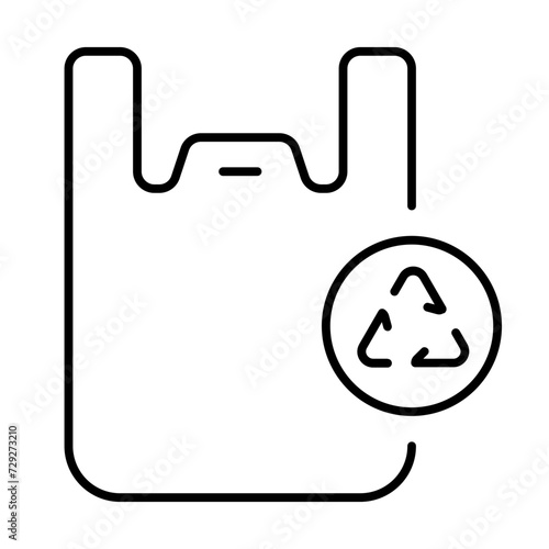 Recycleable pastic bag icon with thin line style photo