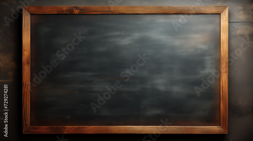 a blackboard with a wooden frame on a wall