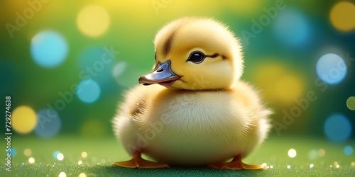 Closeup of Adorable Baby Duck with Glittered Backdrop, Cute baby duck in the pond, cute baby animals for kid's room decoration, Kid's wall art, Cute beautiful baby birds, Perfect for Kid's Decorations