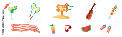 Summer Beach Party Object and Symbol Vector Set