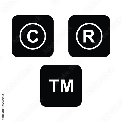 Copyright trademark logo isolated on white background, Copyright trademark sign, Copyright trademark icon, vector illustration. flat vector graphic on isolated