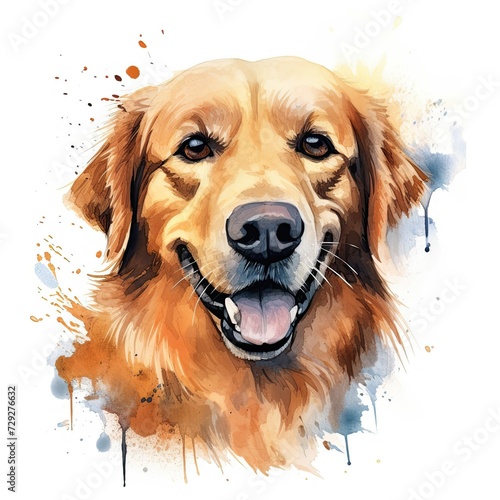 Labrador. Realistic watercolor dog illustration. Funny doggy drawing template. Art for card, poster and other. Illustration of dog on white background