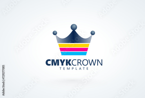 Logo Crown CMYK Print theme. Template design vector. White background.