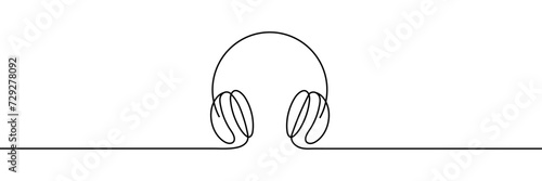 headphones are drawn with one solid line. Vector