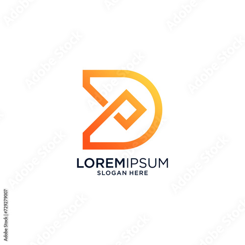 d letter logo design graphic template