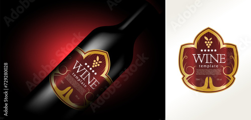 Wine Label on the Bottle template design vector