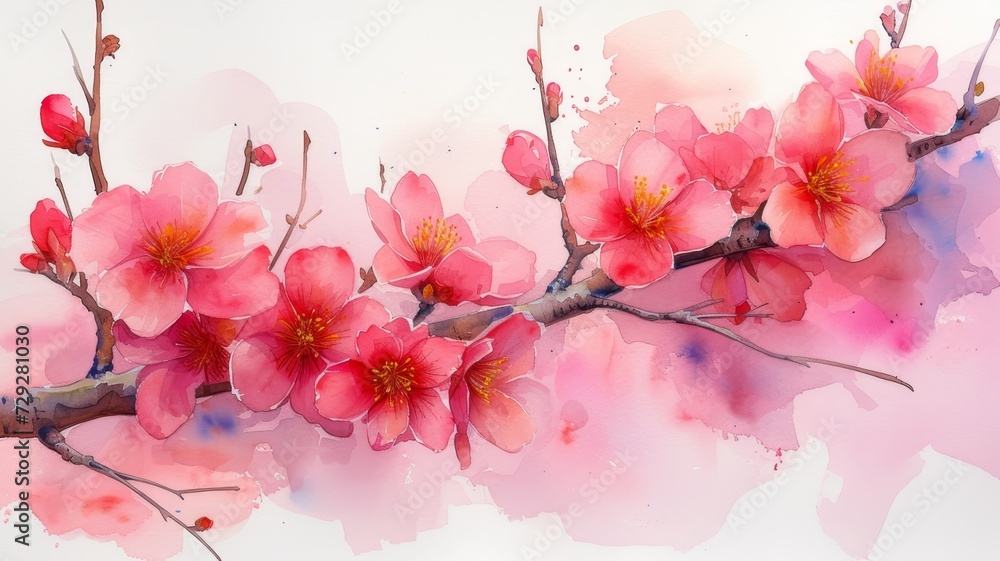 aqua painting of spring flowers
