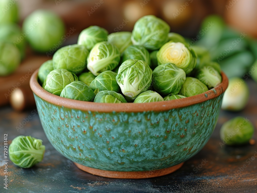 raw Brussels sprouts in a bowl raw Brussels sprouts in a bowl