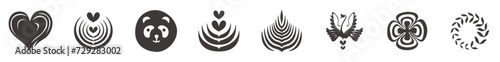 Set of latte art coffee vector. Coffee decoration icons sets.