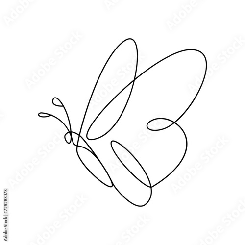 Butterfly  single continuous one line out line vector art  drawing  and tattoo design