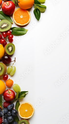 Summer background made of fruits and space area  food summer  food concept. Healthy food background with copy space area for text. Frame Fruits Background