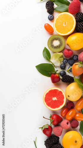 Summer background made of fruits and space area  food summer  food concept. Healty food background with copy space area for text.