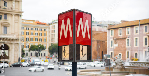 Piazza Repubblica subway in Rome, Italy. Repubblica square is located on the red line of the Capitoline metro.