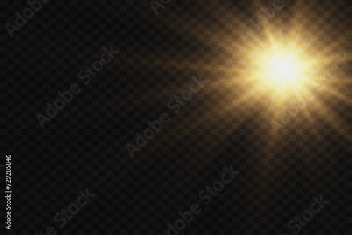 Star light effect. The light of the sun's rays. On a transparent background.