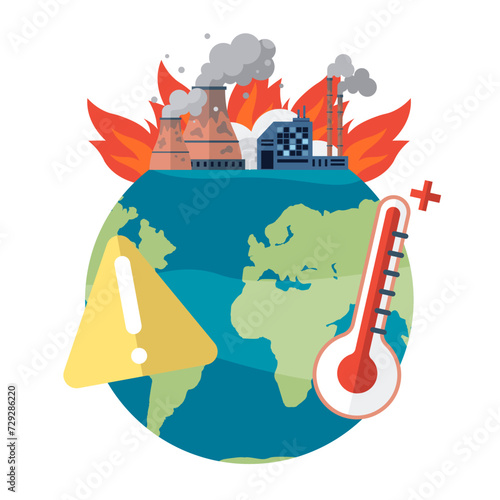 Global warming vector illustration. Ecologic guardians, unsung heroes environmental conservation, stand firm against global warming Environmental conservation is shield, protecting fragile ecosystem